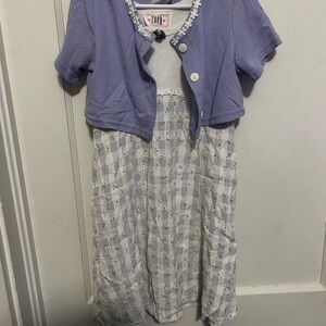 White and purple floral dress with jacket